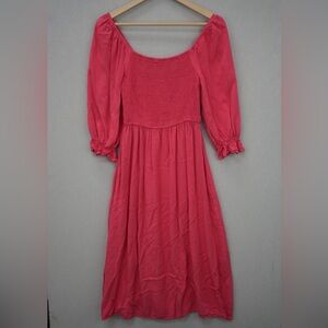 Elegant Coral Midi Dress